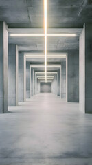 Fototapeta premium 3D Illustration Empty Concrete Space with Glowing Lights