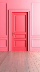 3D Illustration Pink Room Door Interior Design Architecture Home Decor Background Wallpaper