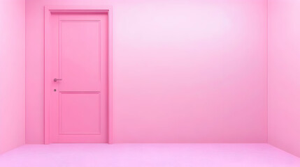 3D Pink Room Interior Door Wall Floor Illustration