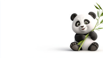 Fototapeta premium cute panda holding bamboo, showcasing playful and friendly demeanor