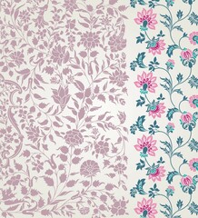 wedding card design, traditional paisley floral pattern , royal India	