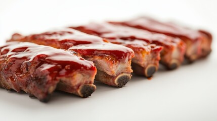 Obraz premium Delicious bbq ribs backyard grill food photography outdoor setting close-up shot culinary delight