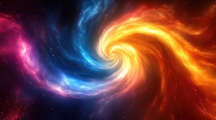 Obraz premium Beautiful Swirling Colorful Nebula in Deep Space with Bright Stars