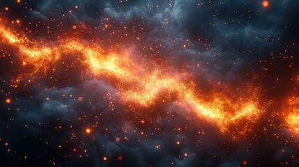 Fototapeta premium Bright Fiery Stream of Light in a Dark Cosmic Environment