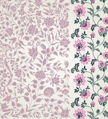 wedding card design, traditional paisley floral pattern , royal India	