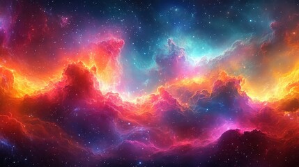Fototapeta premium Stunning Colorful Cosmic Clouds in a Starry Night Sky