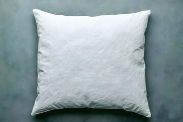 Photo - White Pillow on Teal Background Comfort Sleep Relaxation Bedtime Rest