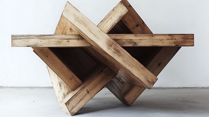 조각적인 형태의 트위스트 디자인 나무 테이블 AI 생성
