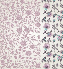 wedding card design, traditional paisley floral pattern , royal India	