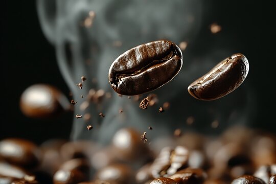 Coffee Beans in Motion - A Rich and Aromatic Brew