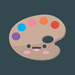 paint palette with cute cartoon face in flat vector design