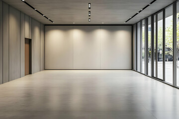 Obraz premium 3D Illustration Empty Room Interior Design Architecture Space Modern Lighting Floor Window