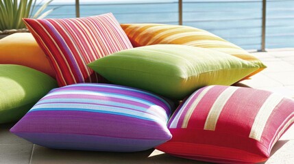 A vibrant-colored outdoor cushion resisting spills effortlessly.