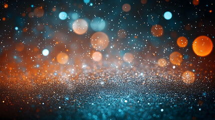 Fototapeta premium Abstract Background - Glitter, Sparkle, Bokeh, Defocused, Lights, Orange, Teal, Shimmer, Festive, Glamour