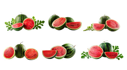 Naklejka premium Set of watermelon fruits isolated on white background