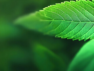 Vibrant Green Leaf Macro Illustration