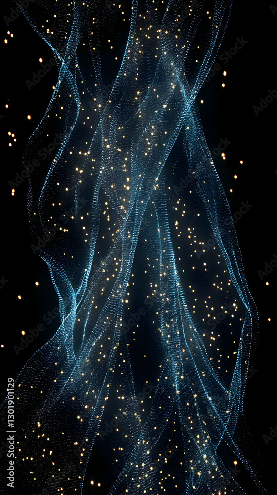 Wall mural abstract background - glowing particles, waves, and dynamic flow