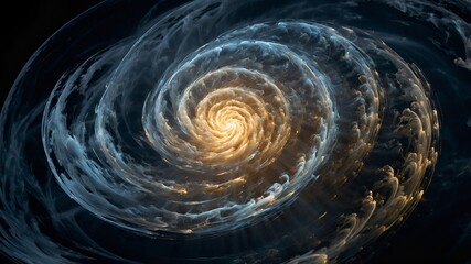 Naklejka premium Particles swirl more rapidly, as if caught in a light storm, creating a dynamic energy effect
