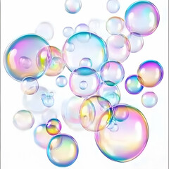 Illustration - Colorful Soap Bubbles on White Background
