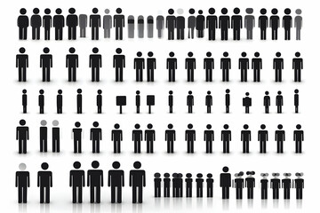 Illustration Set of Crowd Icons Community, Group, Society, People, Human, Figure, Symbol, Icon, Team, Individual