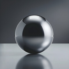 Futuristic Metallic Sphere on Reflective Surface with Gradient Background in Minimalist Design