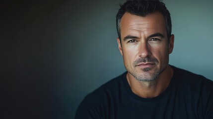 Fototapeta premium Confident Man Portrait with Strong Features and Intense Expression