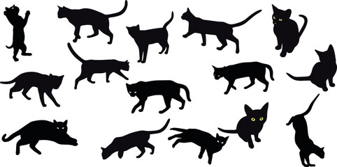 cat silhouette vector illustration collection