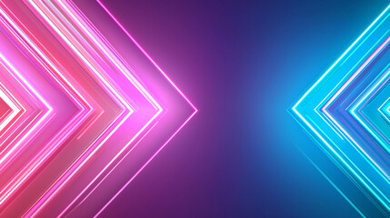 Fototapeta premium Stylish abstract neon lights in vibrant pink and blue arrows create dynamic background