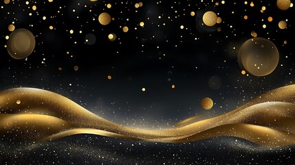 Golden Waves and Shimmering Dust: A Digital Art Background AI Generated