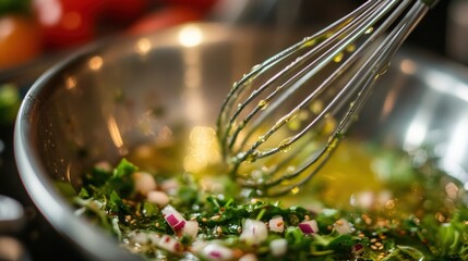 Delicious Herb Vinaigrette Preparation: A Culinary Delight