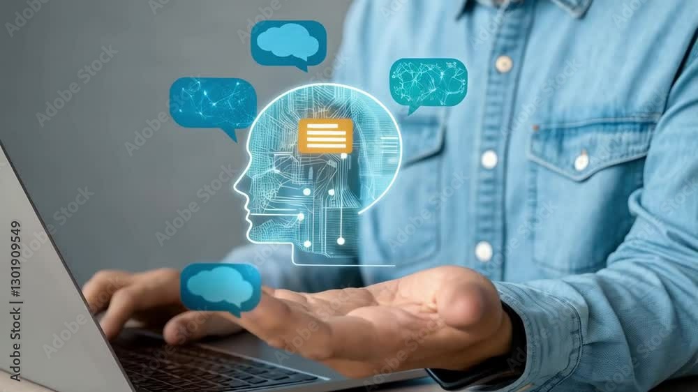 Poster human-ai collaboration: futuristic prompt engineering, artificial intelligence technology, chatbot i