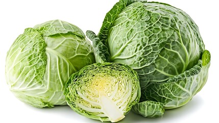 Fototapeta premium a group of cabbages and a half of cabbage