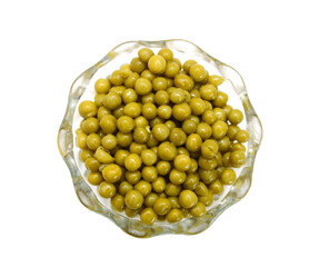 Fresh peas isolated in bowl on white background