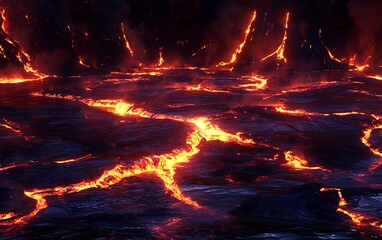 lava flowing lava in the dark