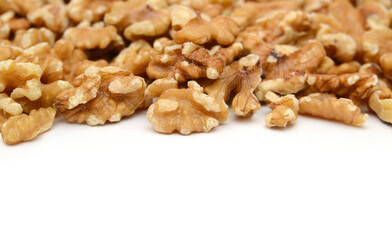 Stack Walnuts on white background