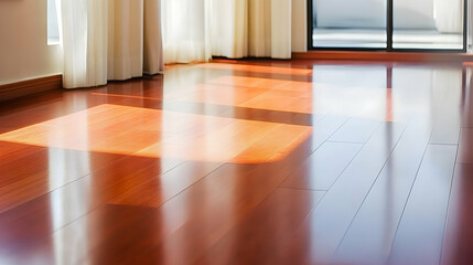 Obraz premium Photo: Sunlight on Polished Wood Floor Interior Design