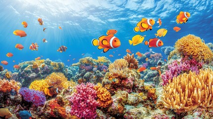 Obraz premium Vibrant coral reef fish underwater ocean scene