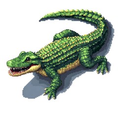 Obraz premium Pixel art of a crocodile on a white background