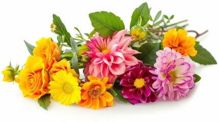 Obraz premium Isolated bouquet of flowers on a white background with