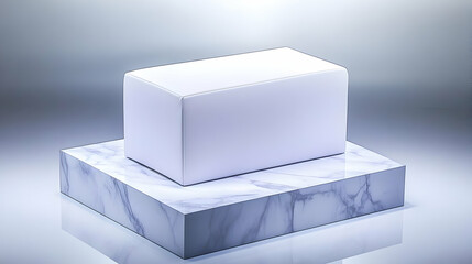 3D Illustration White Product Display Stand Marble Background