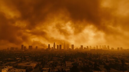 Thick brown smoke covered the sky, PM 2.5 , Pollution covers the sky