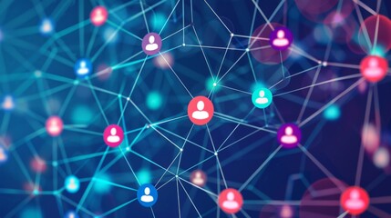 Networking and connection icons with interconnected nodes with