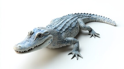 Naklejka premium A stunning 3D-rendered alligator with a light blue and white mosaic shell, showcasing intricate textures akin to its natural skin