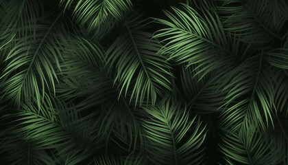 Lush green palm leaves creating a vibrant tropical backdrop, ideal for nature-themed designs