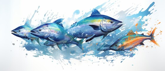 Colorful Watercolor Fish Illustration for National Fisheries Day