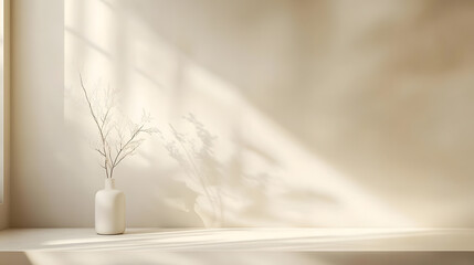 Obraz premium Soft, golden morning light casting shadows in a minimalist setting.