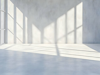 Obraz premium 3D Illustration Empty Room White Wall Sunlight Window Shadow Background