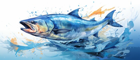 Vibrant Watercolor Illustration of a Fish for National Fisheries Day