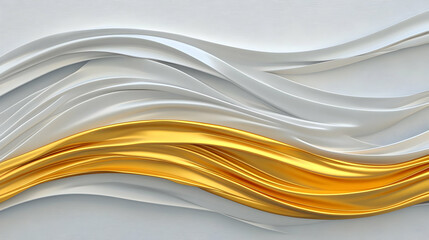 Obraz premium 3D Abstract Background, White and Gold Waves