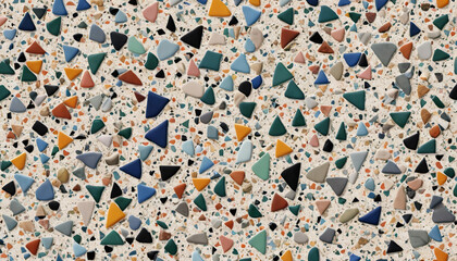 カラフルな細かい小石が埋め込まれたタイルを模した素材